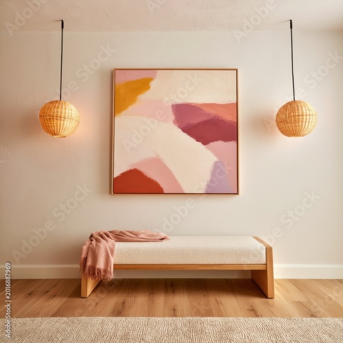 Colorful Abstract Art Display in a Bright Room With Natural Light