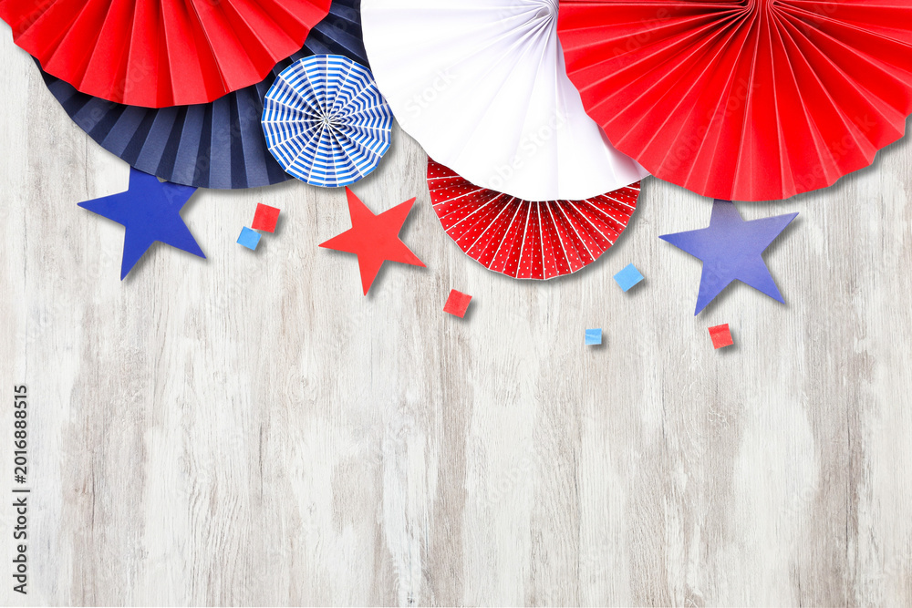 Obraz premium Decorative elements in red white and blue celebrate Labor Day