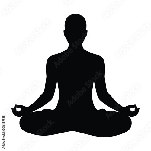 Meditation Peaceful Mindfulness Relaxation Practice Vector, Silhouette, Illustration