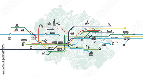 Photos Detailed schematic diagram of a complex railway network system.