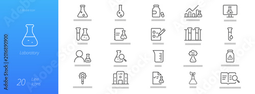 Laboratory and Scientific Research Line Icons Set for Chemistry and Science