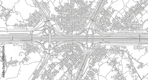 Tableau sur toile Abstract sketch of a city skyline reflected in water.
