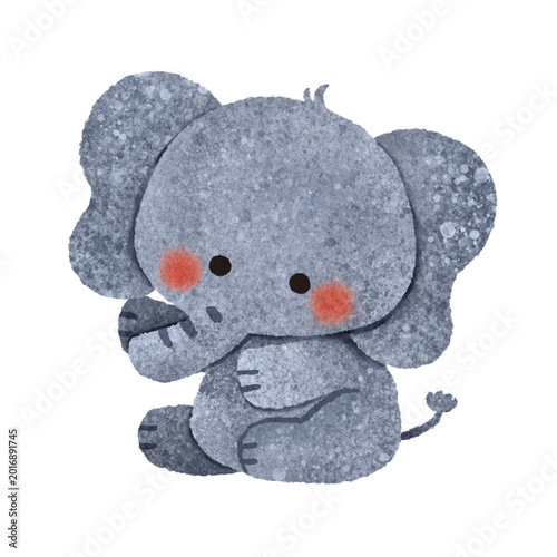 かわいいゾウの手描きイラスト素材
