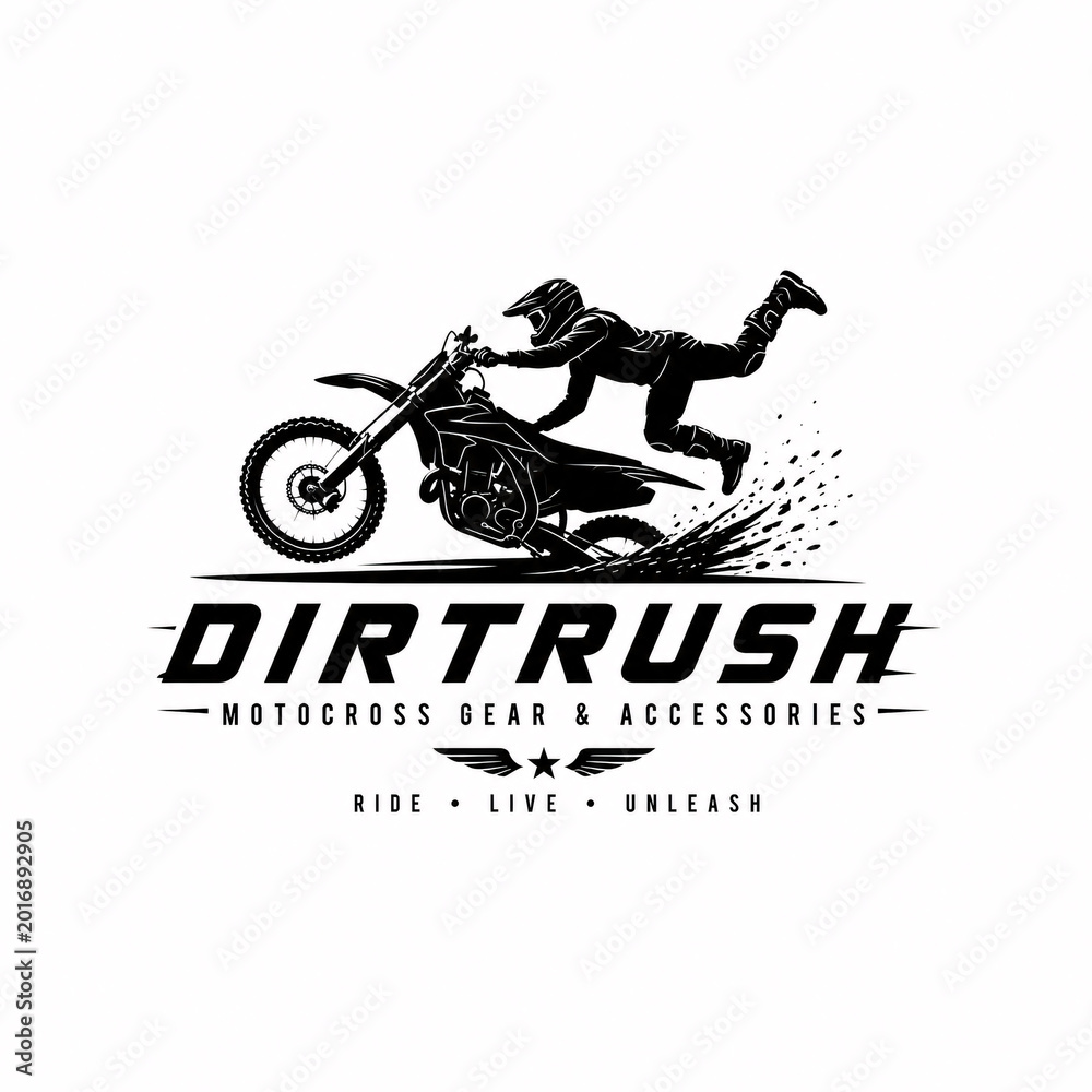 Obraz premium Extreme Motocross Racing Logo with Dirt Bike Rider Vector Emblem Design