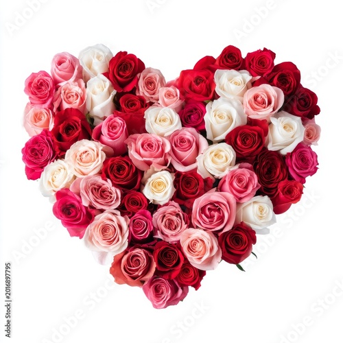 Roses Arranged in Heart Shape on Light Background for Special Occasion or Cel...