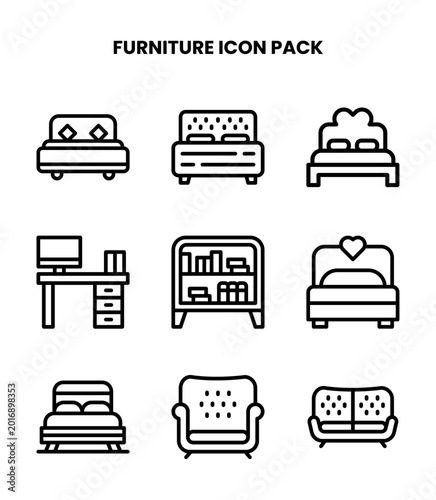 Furniture Line Graphics Icons Pack
