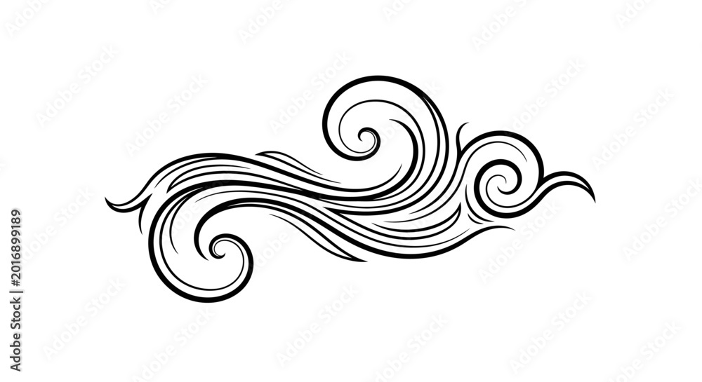 Fototapeta premium Black swirling wave design.