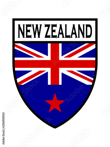 Free Download New Zealand shield emblem featuring the Union Jack and a red star on a blue background. - GFXLoad