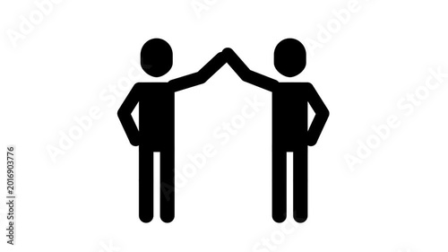 Two animated stick figures performing a high five animation.