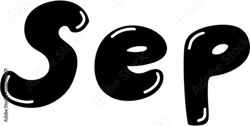 Glossy Black SEP Bubble Lettering PNG