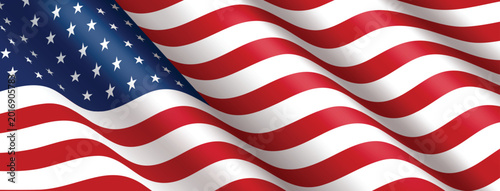 American flag waving background, realistic 3D USA patriotic banner with stars and stripes in red, white and blue for Independence Day, Memorial Day, election and government vector design