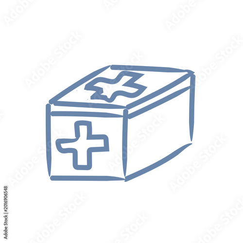 Medical box first aid kit sign symbol travel ui mascot logo icon doodle
