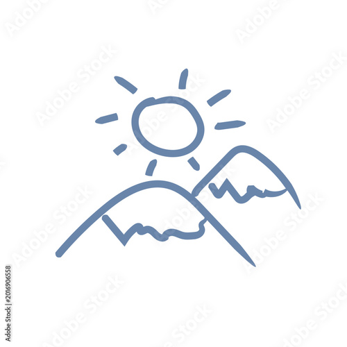 Mountains sign symbol travel ui mascot logo icon doodle
