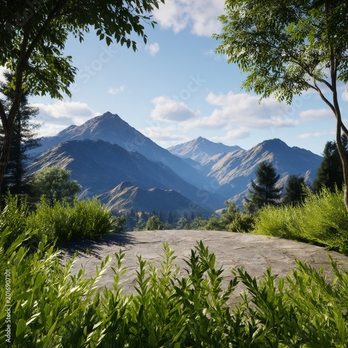 View of Mountains and Clouds From a Balcony in a Forested Area During Daytime
