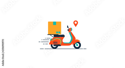 Foto Delivery scooter with large box.