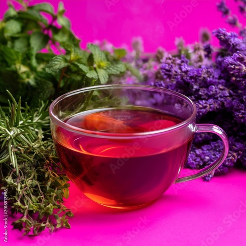 Fresh Herbal Tea Made From Various Plants and Served in a Clear Glass Cup on ...