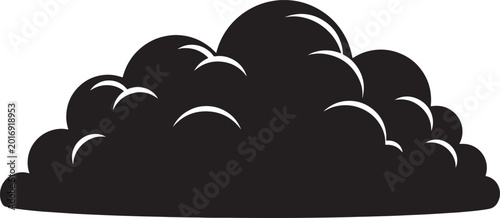 Photos Stylized black silhouette of a fluffy cumulus cloud with white highlights, isola
