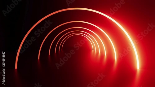 Background of futuristic orange light tunnel design for modern spaces