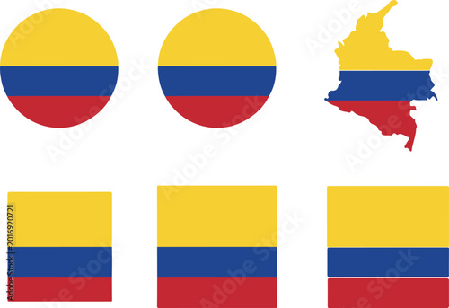 Colombia flag and map icon, national tricolor identity collection Free Download Colombia flag and map icon, national tricolor identity collection - GFXLoad