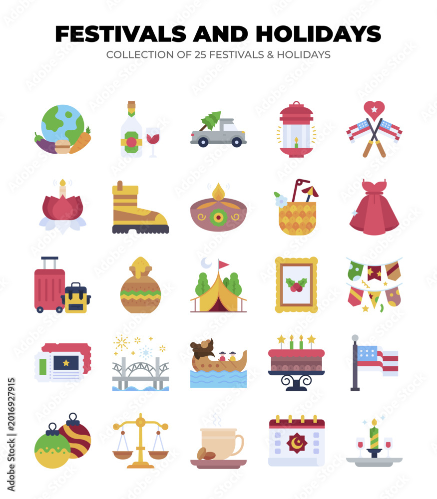 Fototapeta premium Festivals and Holidays. A Collection of 25 Global Celebrations
