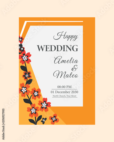 Foto Wedding invitation card with flowers
