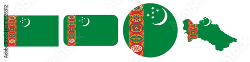 Foto turkmenistan circular, turkmenistan rectangular, and turkmenistan map flag flat