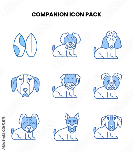 Schilderij op canvas Companion Blue Bundle Icons Pack