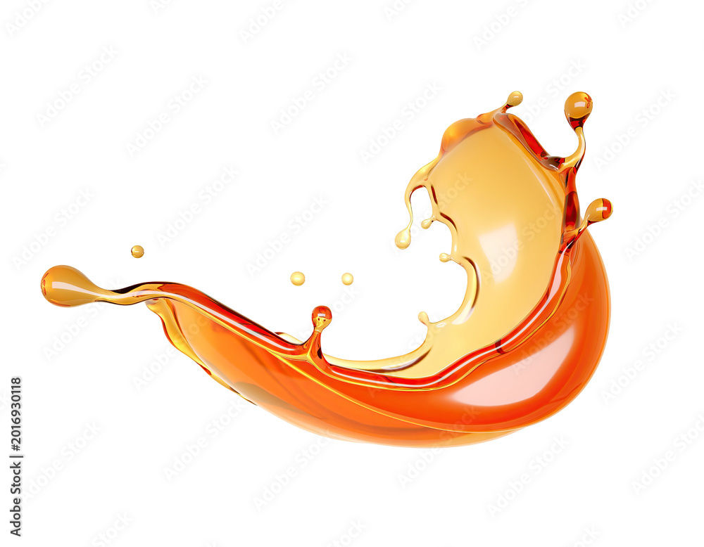 Fototapeta premium Orange Liquid Splash with Droplets
