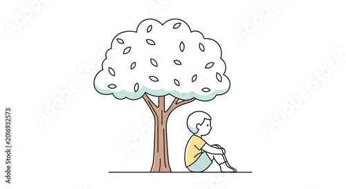 Tableau sur toile Person sitting under a tree.