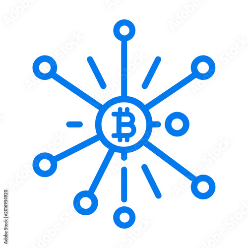 Bitcoin cryptocurrency network nodes connection flat design vector