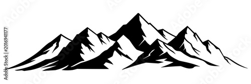 Foto Silhouette mountain range isolated on white background, vector design