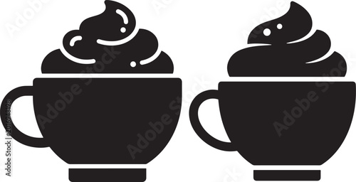 Two coffee cups with whipped cream silhouette icon