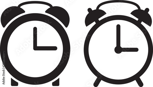 Alarm clock icon set silhouette vector