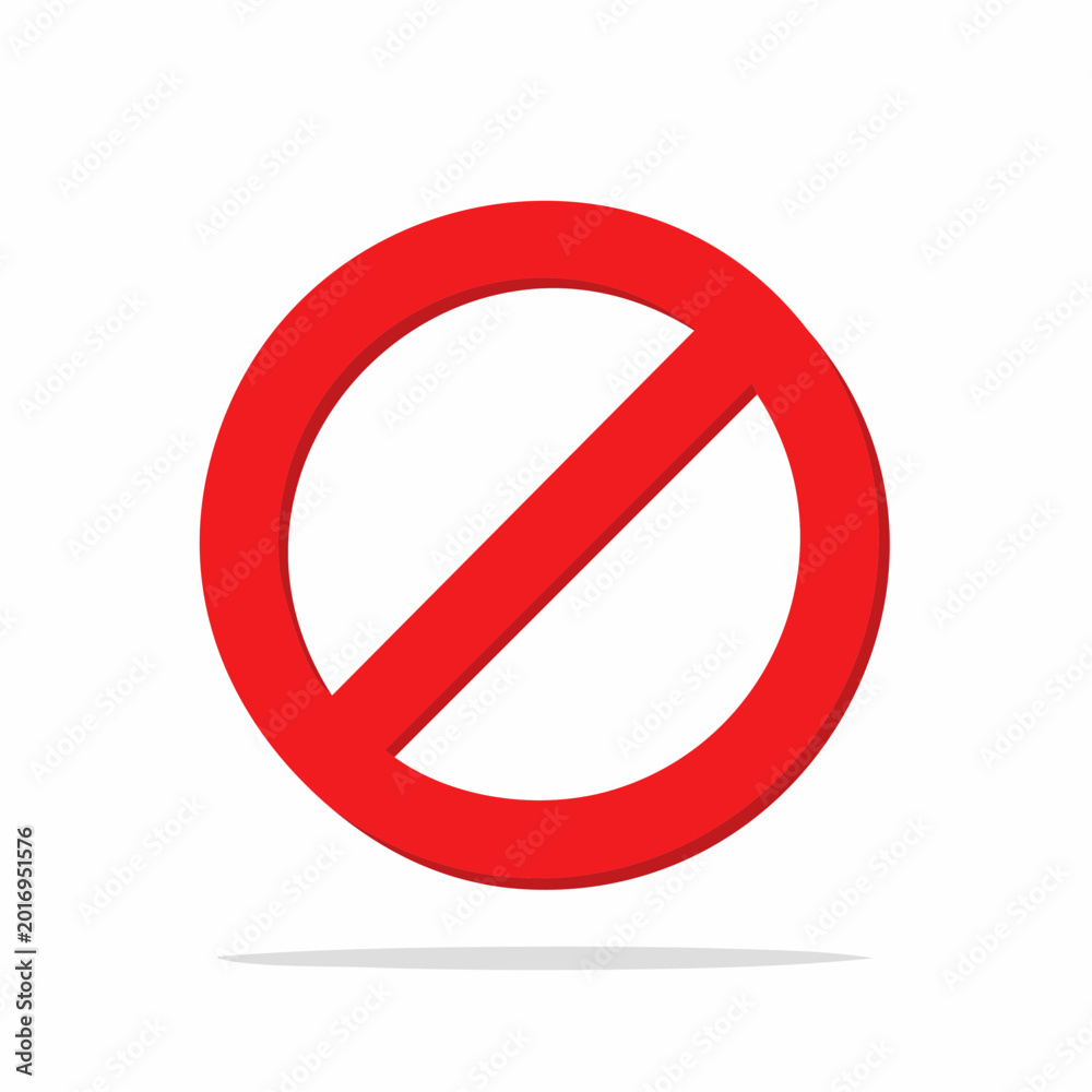 Fototapeta premium Red prohibition sign with diagonal line