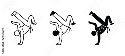 Foto Breakdance Icons, B-boy Silhouette, Hip Hop Dancer Vector Art, Street Dance Figu