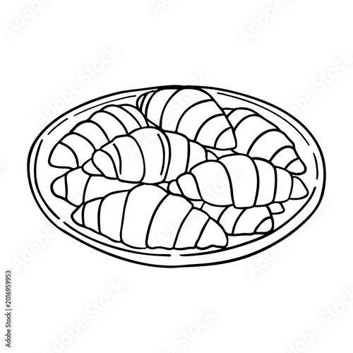 Tableau sur toile Hand Drawn Plate of Mini Croissants Illustration