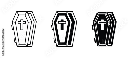 Canvas Print Coffin Icons, Funeral Casket Vector Graphics, Death Symbol Set, Gothic Halloween
