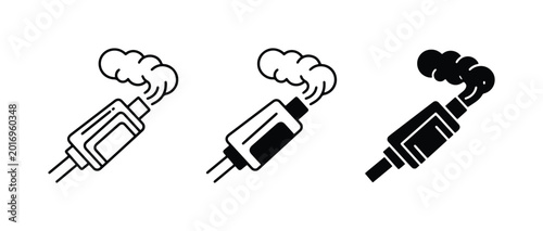 Foto Exhaust Pipe Icons, Car Muffler Symbols, Smoke Emission Vector Graphics