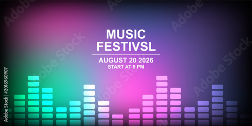 Music festival abstract gradient geometric shape  card, banner template. Event poster set for social media, tomorrowland, glastonbury, advertisement, billboard, ads. Music fest flyer promotion design.