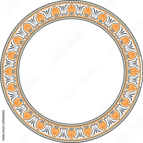 Vector colored round classical Greek ornament. European ornament. Border, frame, circle, ring Ancient Greece, Roman Empire.

