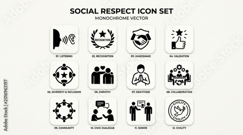 Фотография Social Respect Icon Set Collection Vector Graphics.