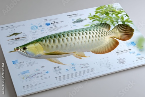 Infographic awareness poster featuring Asian arowana fish in educational conservation design