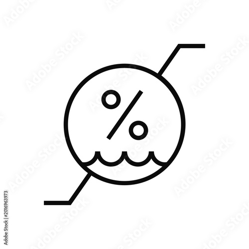 Humidity percentage warning icon for product storage conditions compliance and environmental sensitivity labeling