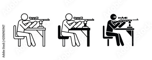 Bild auf Leinwand Shooting Range Icons, Marksman Aiming Rifle, Target Practice, Sport Silhouette