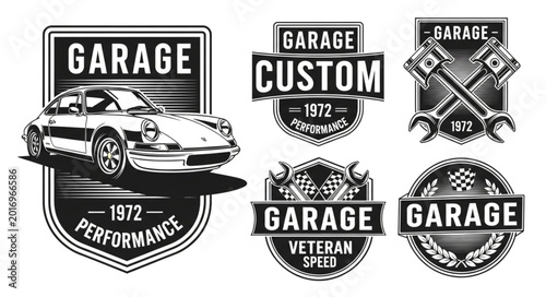 Canvastavla Vintage Garage Logos and Emblems Collection.
