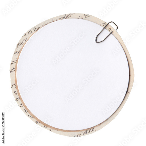 Vintage Round Memo Paper Collage with Clip