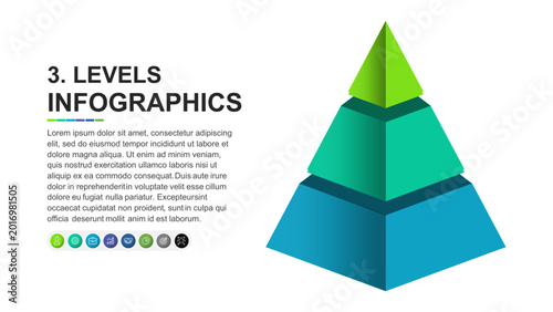 3 Level Pyramid Infographic with Gradient Colors