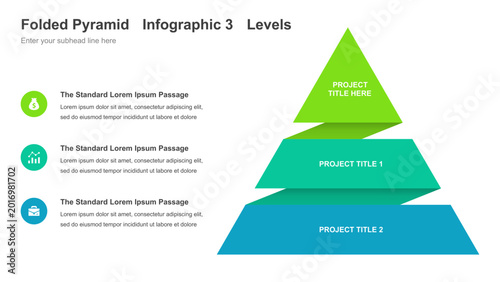 Bild auf Leinwand Folded Pyramid Infographic 3 Levels Template