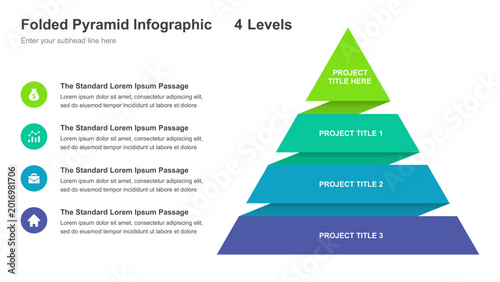 Folded Pyramid Infographic 4 Levels Template