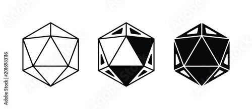 Photos Icosahedron Geometric Shapes, Vector Icons, 3D Polyhedron Forms, Geometric Desig